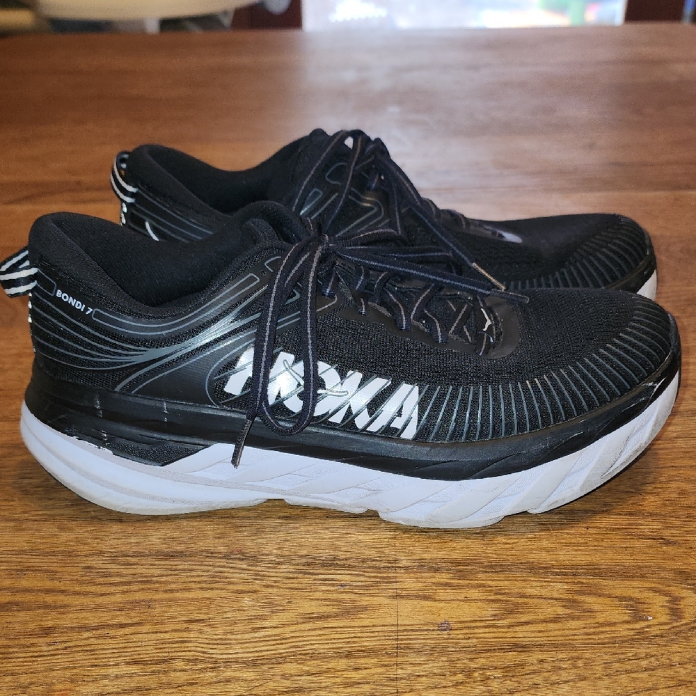 Hoka Bondi 7 Black and White Sneakers